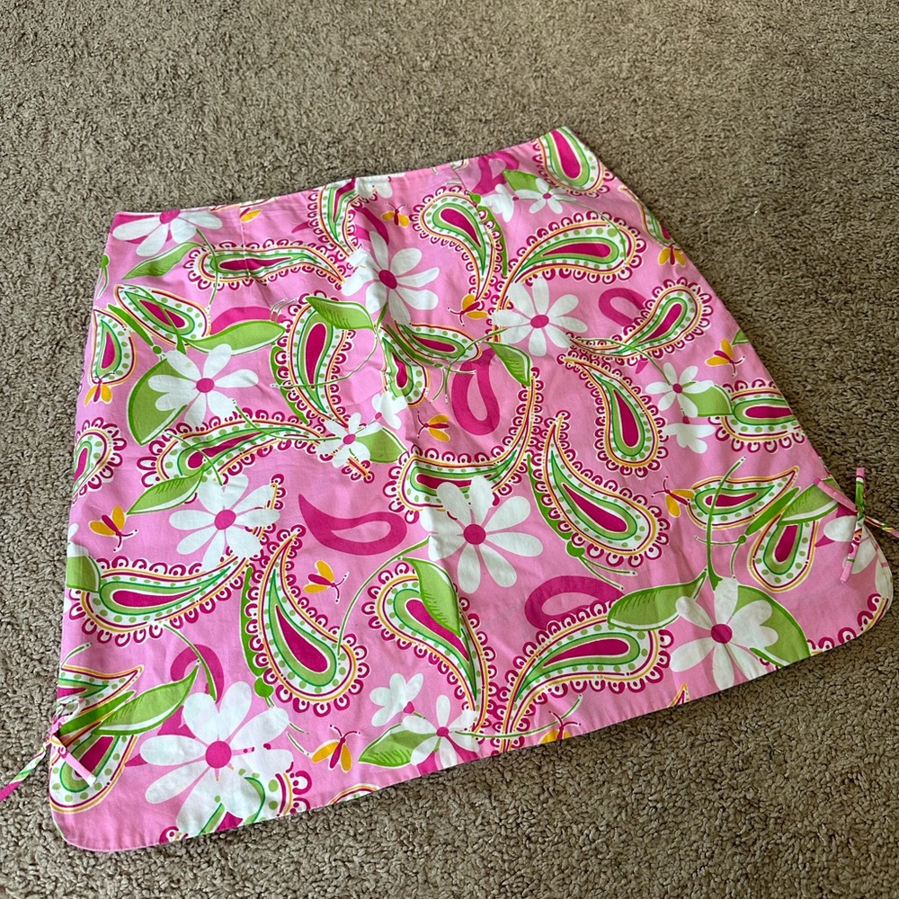 Vintage Lilly Pulitzer Pink Floral Skirt Size 12